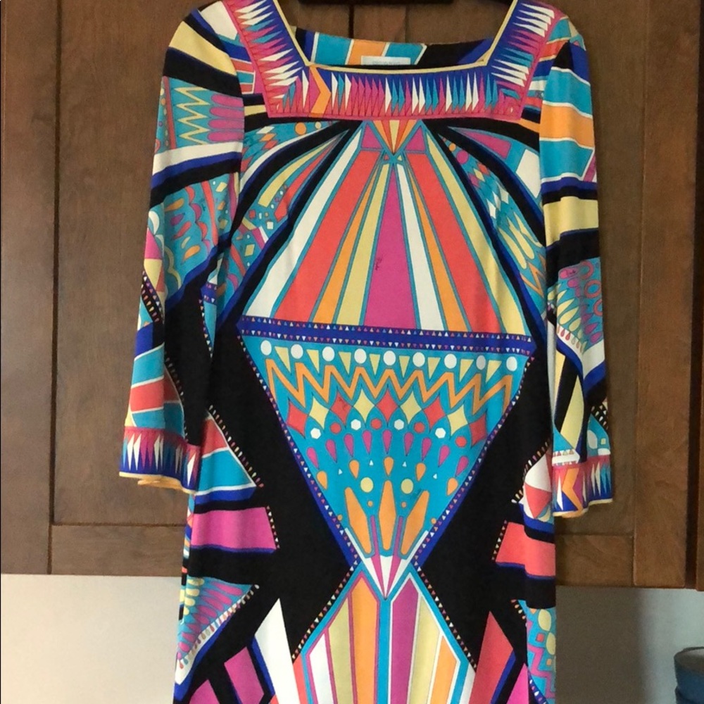 Vint 70s auth Emilio Pucci silk dress geometric